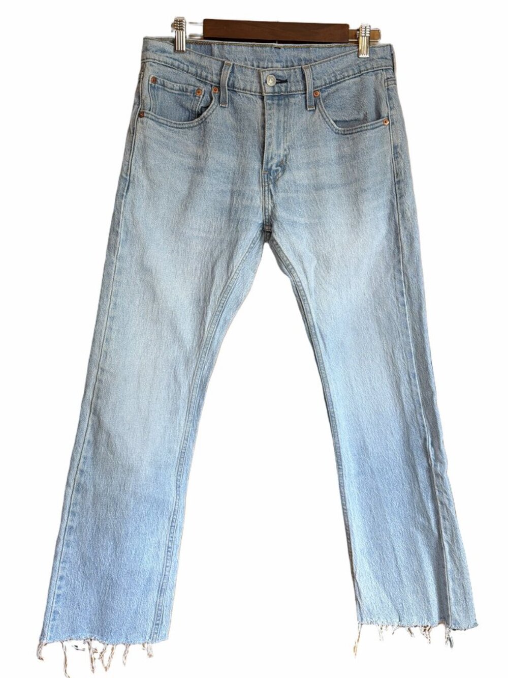 Levi's 527 Slim Bootcut Light Wash Jeans Size 31 x 32 Raw Hem